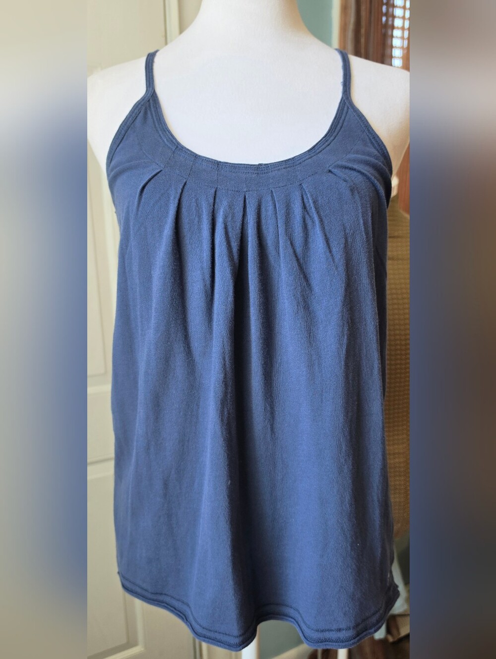 Y2K Vintage Abercrombie & Fitch Pleated Scoop Neck Babydoll Tank Womens M Blue - Picture 2 of 13